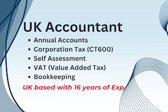 be UK accountant for taxation, payroll, bookkeeping for limited company