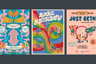 create an illustrated gig poster or party, festival, music concert, event flyer