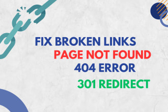 fix broken links, 404 error, XML sitemap and canonical tag, 301 redirect