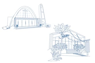 draw venue, location, house, building line art