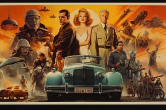 design retro vintage film, music, movie and travel poster