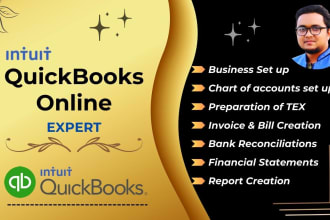 do set up, clean up, bank reconciliation, and bookkeeping in quickbooks online