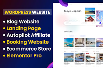 build wordpress website, elementor landing page, blog site, affiliate site