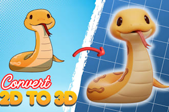 convert your 2d character to 3d model ready for 3d printing