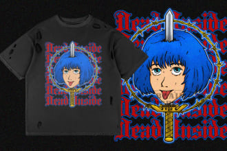 make streetwear cartoon, anime design for tshirt clothing apparel