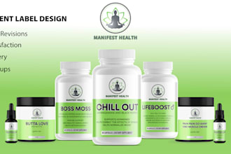 make modern supplement labels, package designs in 24 hours