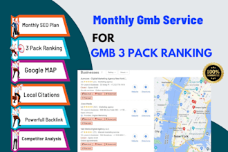 monthly gmb local SEO service for gmb 3 pack ranking