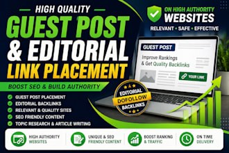 provide high quality guest post and editorial link placement