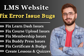 fix errors in wordpress lms website with learn dash lms issues in 24 hours