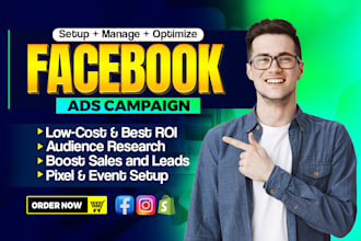 be your facebook ads manager, instagram ads, fb meta ads, run shopify fb ads