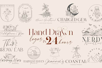 make  botanical, whimsical boho feminine hand drawn brand strategy logo design