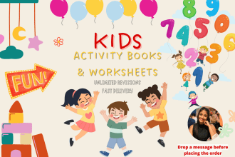 design activity books, worksheets, coloring pages for kids