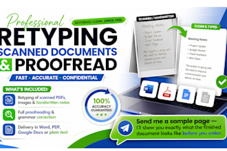 retype scanned documents with proofreading