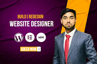 design responsive wordpress website using elementor pro, website builder