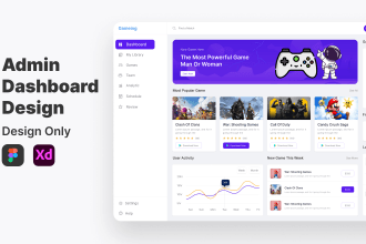 design clean and minimal dashboard, web application in xd or figma