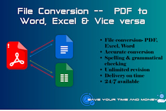 do the conversion of pdfs into excel spreadsheet