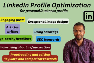 create and optimize a linkedin profile with posts and design