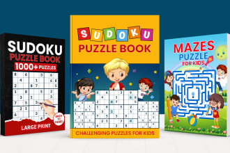 design sudoku word search puzzle mazes crossword activity book cover for kdp