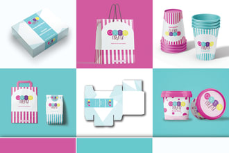 design a cake box, food box, food product packaging, cups paper