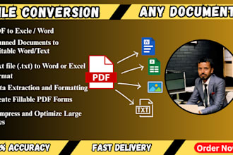 quickly convert any file to PDF, word, excel, or text format
