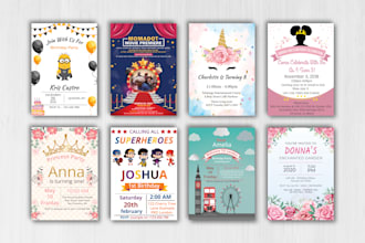do invitation card, post card, greeting card and menu design