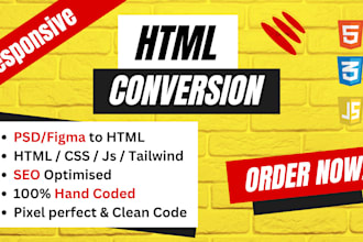 covert figma, psd to html and do any type of design to html css conversion