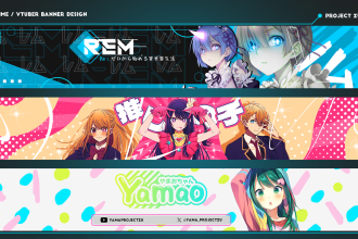 design vtuber or anime banner image