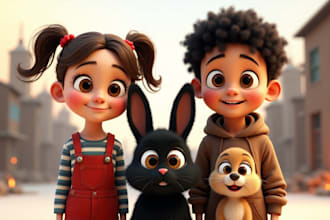create 3d pixar style cartoon  avatar, character, custom ai art