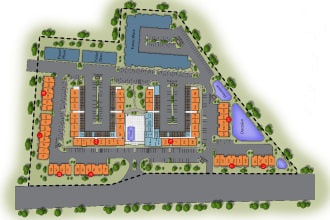 draw and render 2d site plan, plat map, masterplan, property map