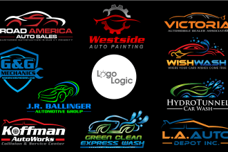 design auto dealership, car wash, car detailing, auto repair logo
