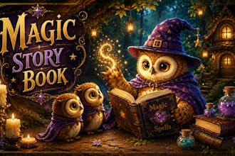 create magical  storybook illustrations for kids