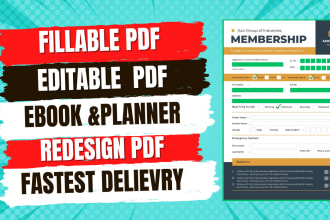 create fillable pdf form, editable pdf, interactive ebook, planner and workbook