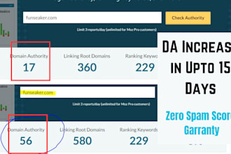 increase moz da  30 plus with zero spam score