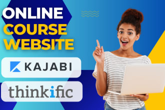 online course website using  kajabi website, podia, passion io, circle so, coda