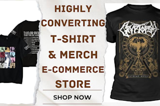 design highly converting tshirt and merch shopify store woocommerce website