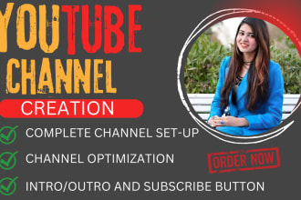 create and setup youtube channel with logo, banner, intro, and outer