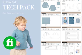 design kids clothing apparel tech pack for commercial use