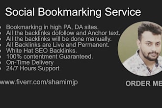 do social bookmarking backlinks with high da pa sites