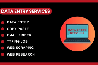 do perfect data entry, copy paste, typing job, web scraping, web research