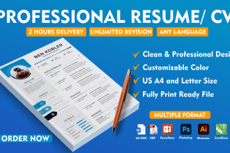 design professional resumes, write ats cvs, or create portfolios in 2 hrs