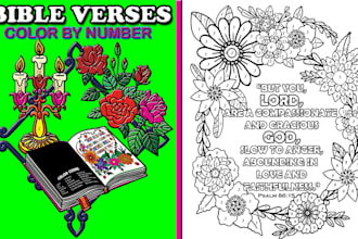 create bible verses color by number book interior pages