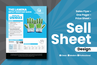 design professional product sell sheet, one sheet, door hanger