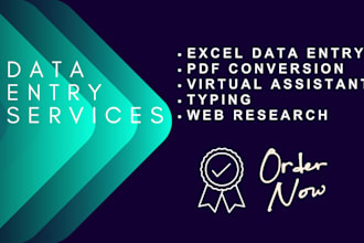 provide virtual assistance for data entry, typing, admin work, and web research