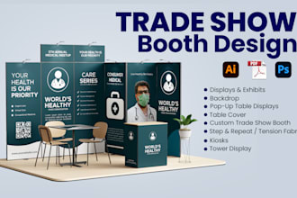 make trade show, booth design, exhibition booth, roll up banner, pop up banner