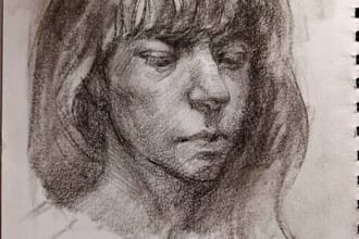 hand draw your realistic portrait on paper with charcoal