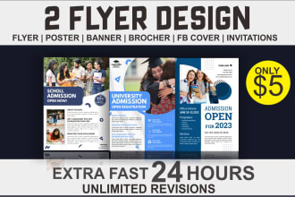 design professional school admission flyer or brochure or poster