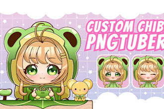 draw custom pngtuber for you stream in anime chibi style
