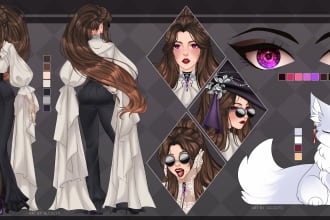 make a reference sheet your vtuber, dnd, furry, game, personal character for you