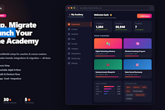 set up or migrate your learnworlds academy, courses, and sales funnels