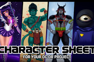 draw a detailed character reference sheet for your oc